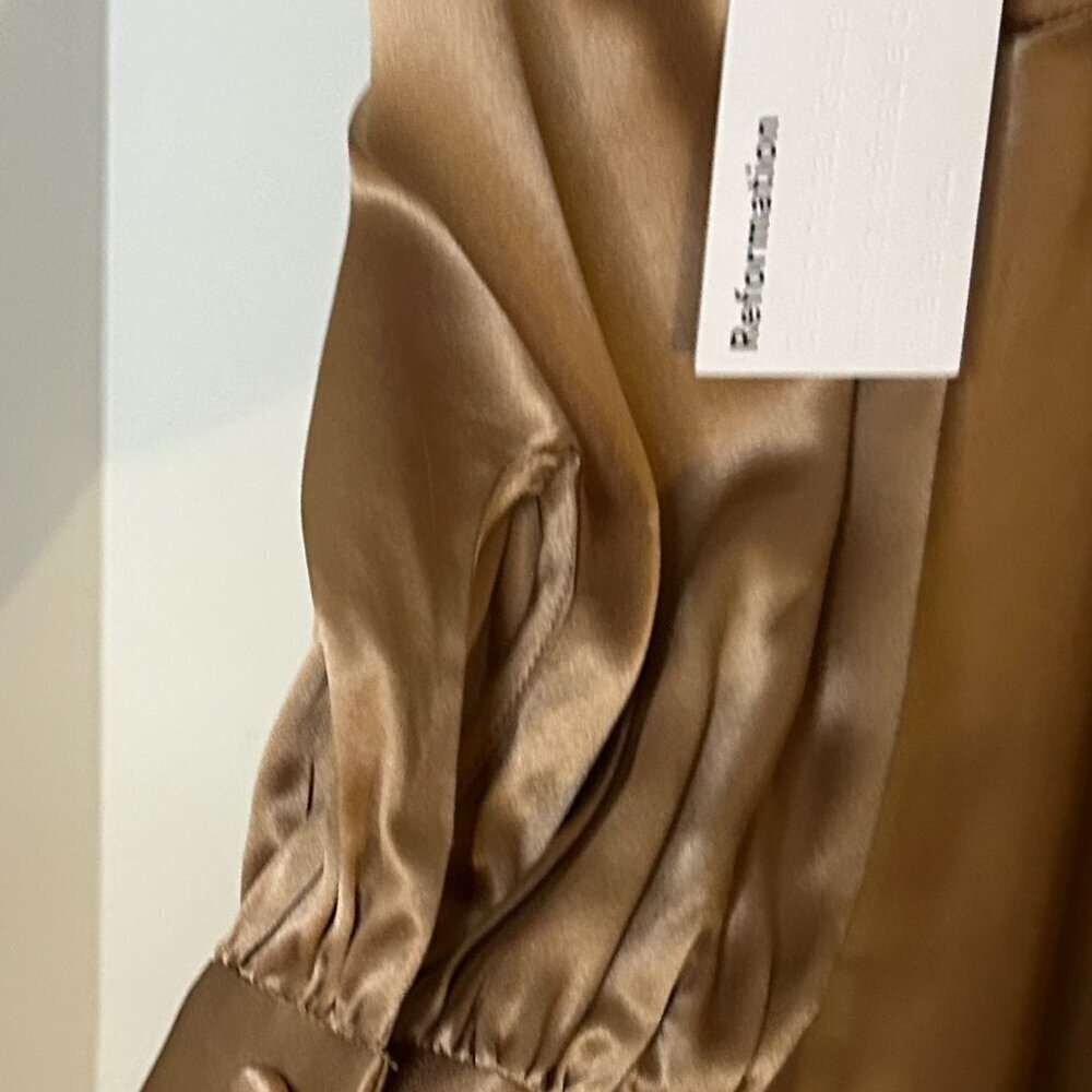 Reformation Silk Mini Dress With Tags in Brown Silk Size Size M/8 - Picture 6 of 9